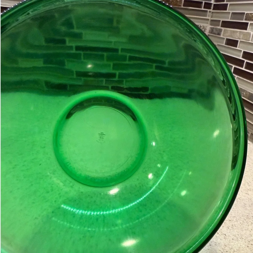 VTG Anchor Hocking Forest Green Glass Mixing Bowl Vintage Mid Century 6
